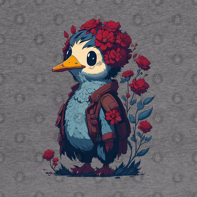 Duck With Red Flowers Hat by hippohost